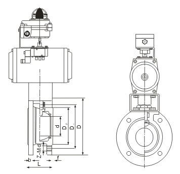 Q671F气动对夹式球阀结构图