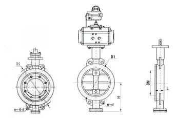 气动对夹式蝶阀结构图