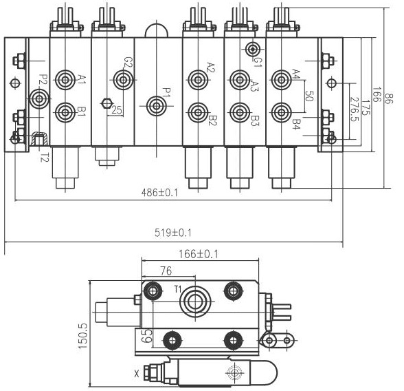 TO63-001型上车多路阀外形尺寸