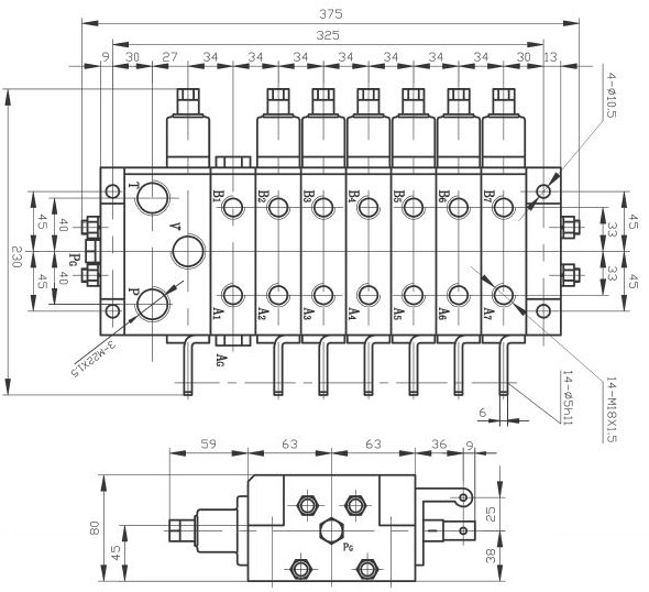 DPC26A／7-15／31-10／21型下车多路阀外形尺寸