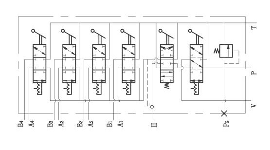 DL8G型多路换向阀液压原理图