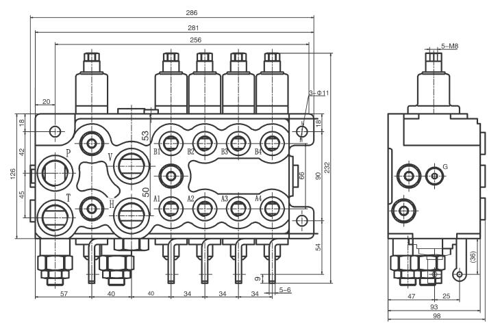 4SDN20／10-21整体式下车多路阀外形尺寸