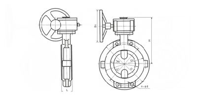 进口衬氟蝶阀主要外形和连接尺寸图