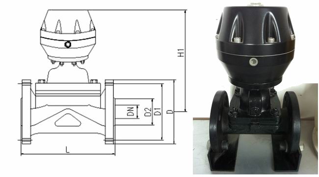 进口气动隔膜阀外形尺寸图