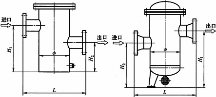 LPGG立式高低接管正滤式普通过滤器结构图