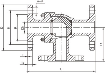 L型三通球阀结构图