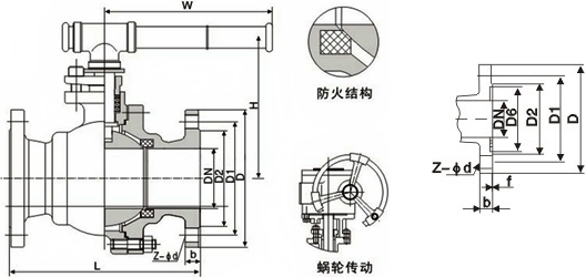 Q41F法兰球阀结构图